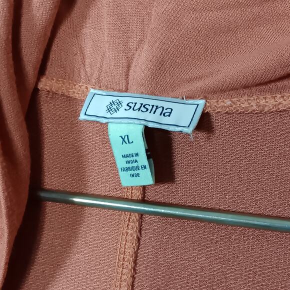 Susina Dip Dye Top Cowl Neck Size XL Peach and Burgundy Long Sleeve - Picture 3 of 5